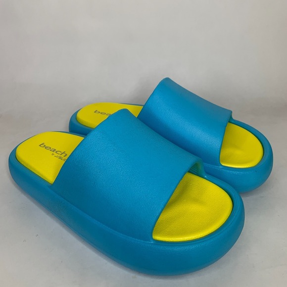 J/SLIDES Shoes - J Slides Sandals Womens 6 Blue Slide On Cushion Comfort Squish Beach Slides